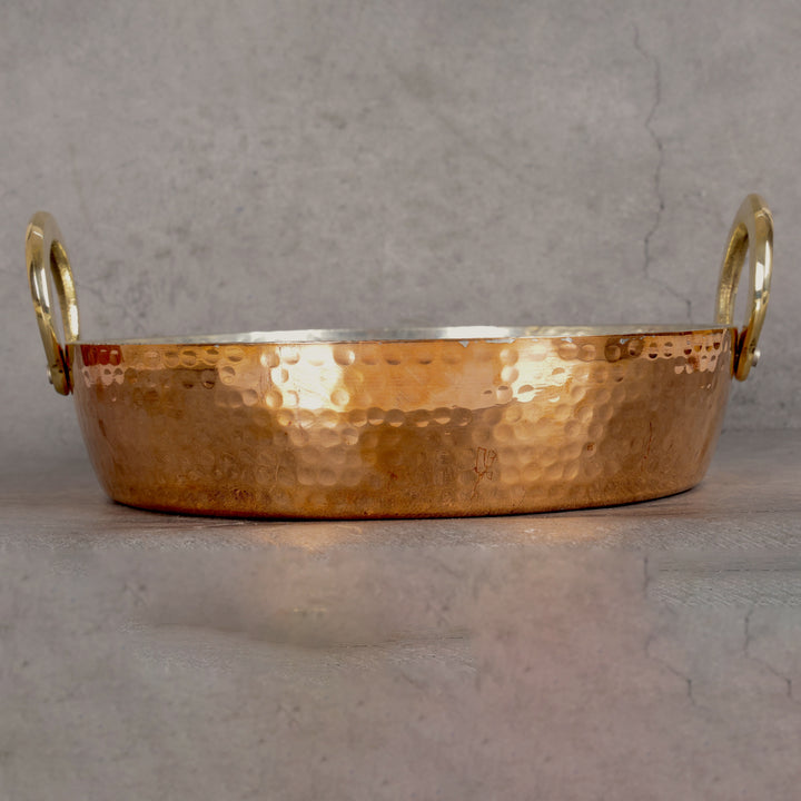 Copper Flat Kadhai Tavi for Jalebi & Malpua – Copper Cookware for Indian Sweets - Close-up shot highlighting material