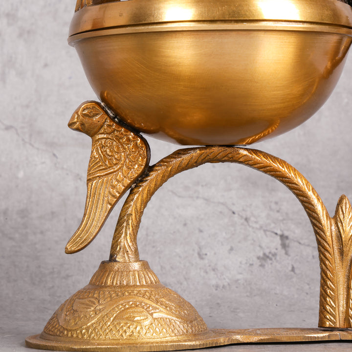 Brass aroma diffuser pital dhoop burner — close-up material