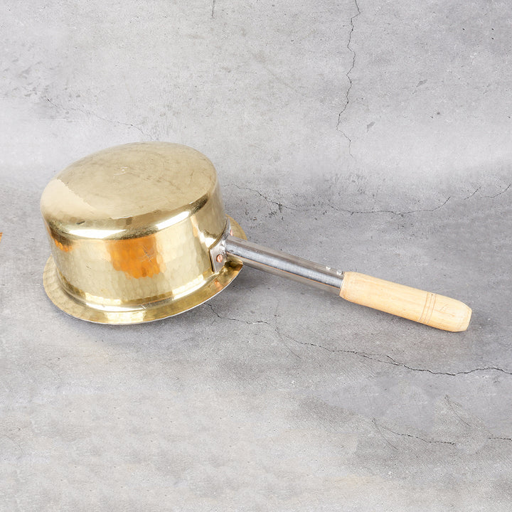Brass bhagona pital cooking pot — close-up material and design details