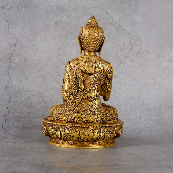 Brass Buddha Sakyamuni statue pital meditation — lifestyle shot
