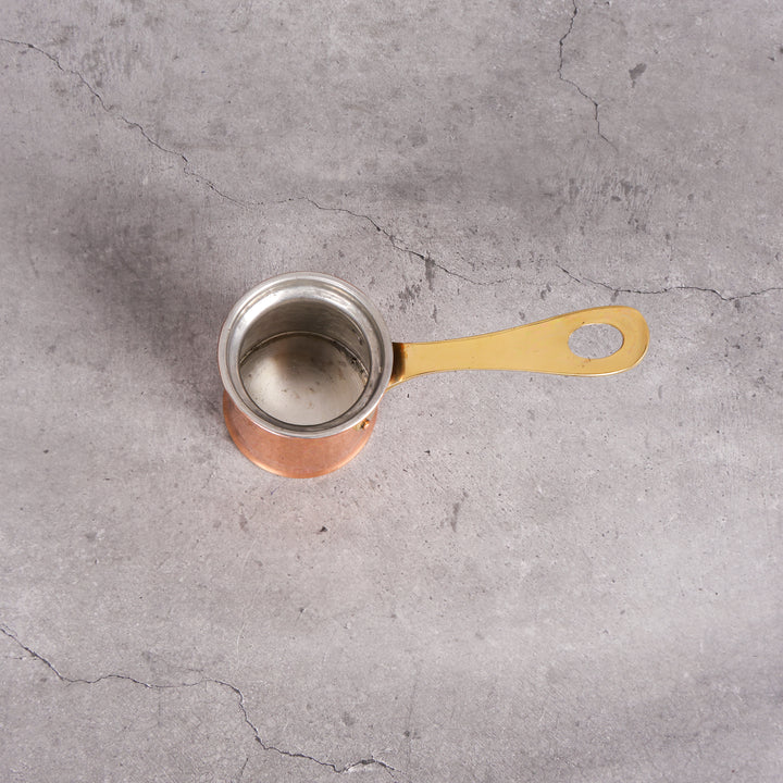 Copper coffee warmer tamba heater — close-up