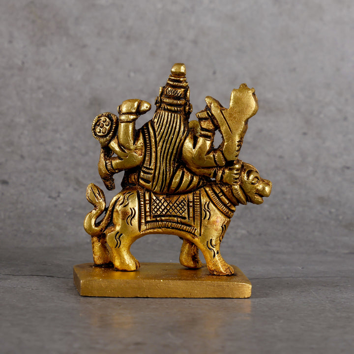 Brass Durga Mata idol pital murti — close-up material details