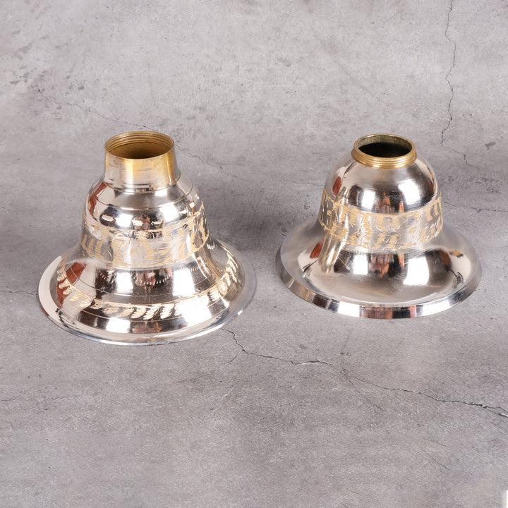 Brass Ugaldan Peekdan White - Traditional Spittoon Bowl - Detailed side angle view showing key features and dimensions.