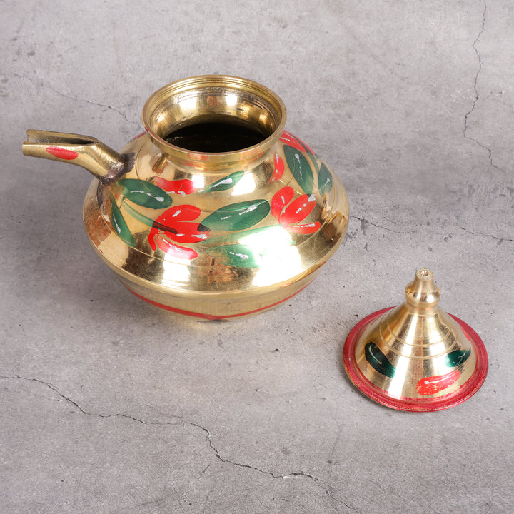 Brass vaadhi pital ghee serving vessel — close-up material