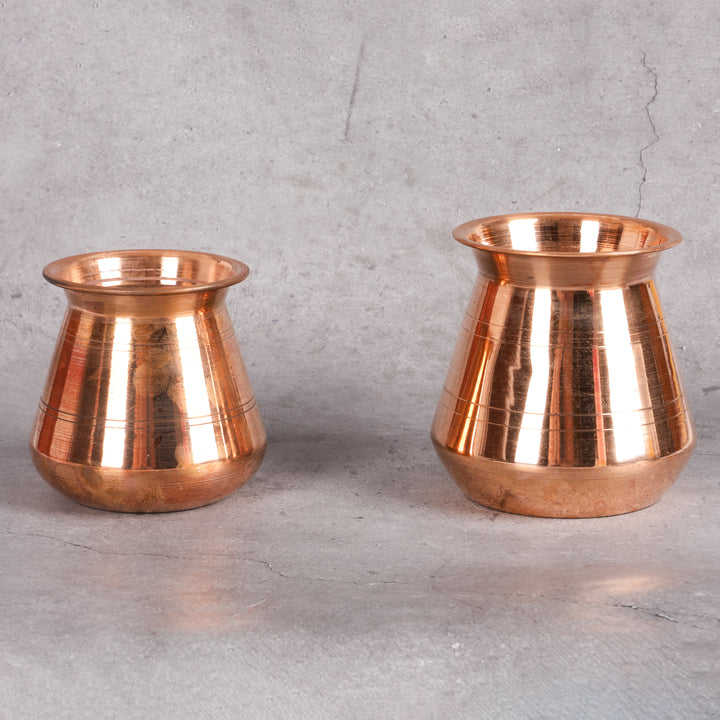 Copper lota tamba kalash with lid — lifestyle shot