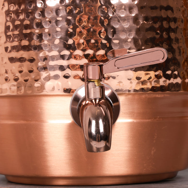 Copper matka tamba water storage pot — close-up material
