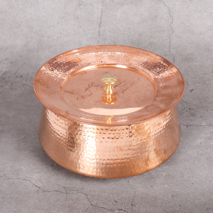 Copper rice handi tamba cooking pot — close-up material details