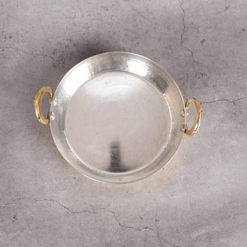 Brass Flat Kadhai Tavi for Jalebi & Malpua – Cookware for Indian Sweets - Detailed side angle view showing key features and dimensions.