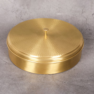 Brass Brass Masala Dani - Traditional Indian Spice Box | Solid Hammered traditional handcrafted design