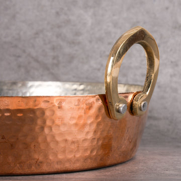 Copper Flat Kadhai Tavi for Jalebi & Malpua – Copper Cookware for Indian Sweets - Detailed side angle view showing key features and dimensions.