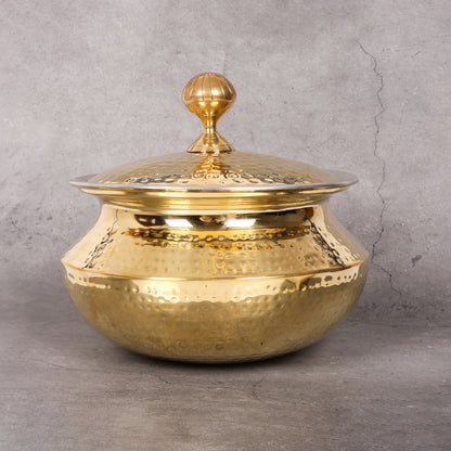Brass hammerred degchi with lid