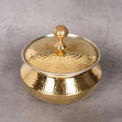 Brass hammerred degchi with lid