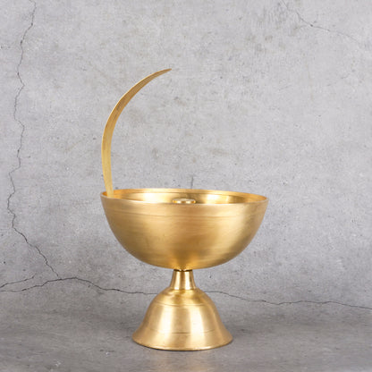 Brass Akhand Deep - Continuous Oil Lamp - Close-up shot highlighting material