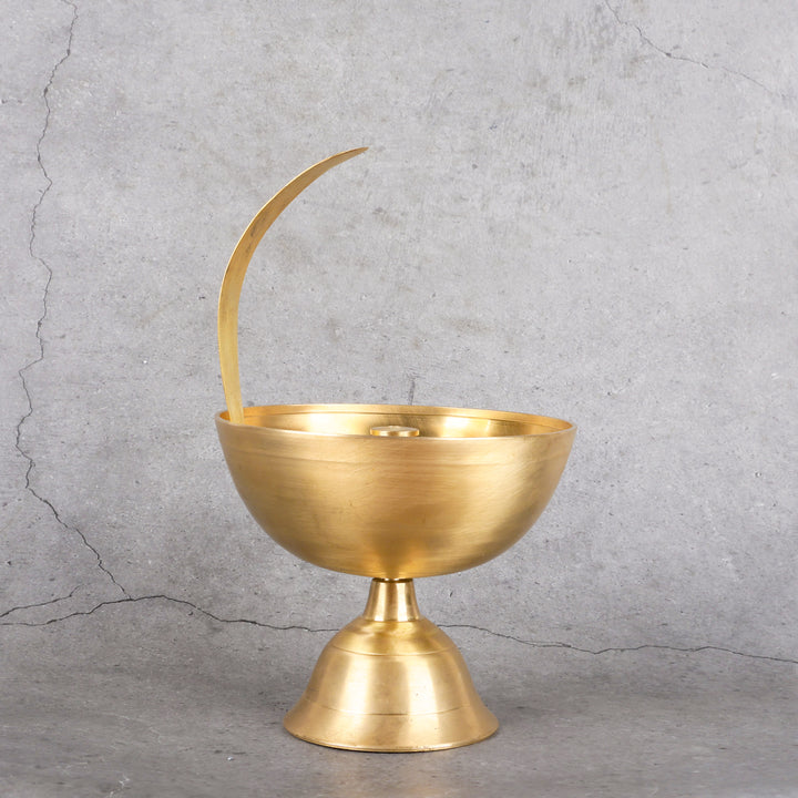 Brass Akhand Deep - Continuous Oil Lamp - Close-up shot highlighting material