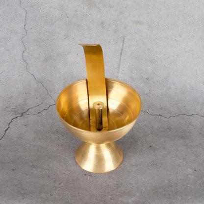 Brass Akhand Deep - Continuous Oil Lamp - Detailed side angle view showing key features and dimensions.