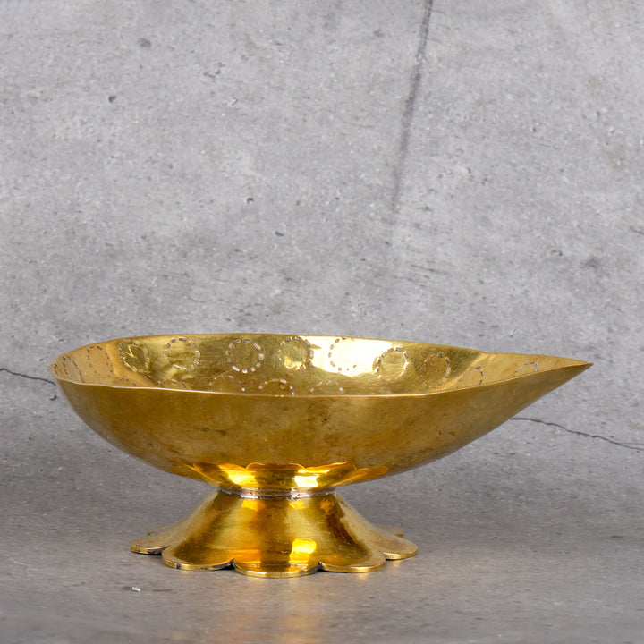Brass Diya for Pooja - Traditional Oil Lamp - Close-up shot highlighting material