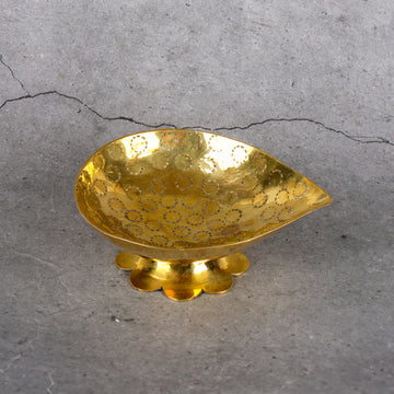 Brass Diya for Pooja - Traditional Oil Lamp - Detailed side angle view showing key features and dimensions.