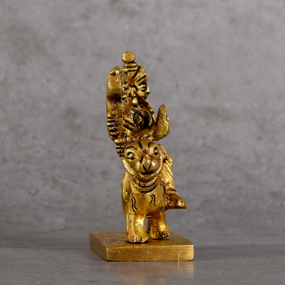 Brass Goddess Durga Idol with stand - Symbol of Power and Protection