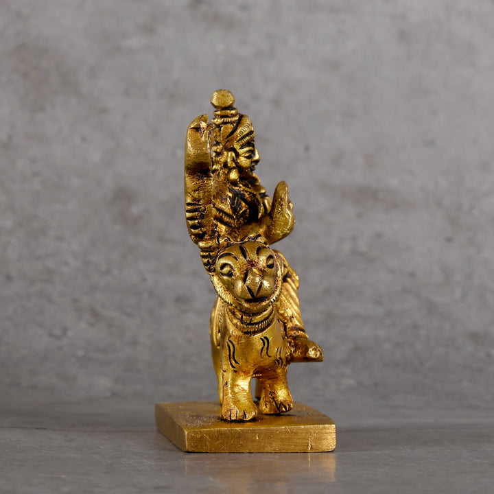 Brass Goddess Durga Idol with stand - Symbol of Power and Protection