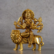 Brass Goddess Durga Idol with Stand - Symbol of Power and Protection - Main product view