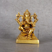 Brass Ganesha Statue - Traditional Elephant Deity - Main product view