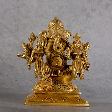 Brass Ganesha with Ridhi Sidhi - Prosperity Wisdom Set - Main product view