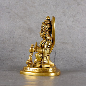Brass Hanuman Statue - Traditional Deity Sculpture - Close-up shot highlighting material