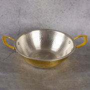 Brass Kadai Hammered with handle - Traditional Cooking Wok - Main product view