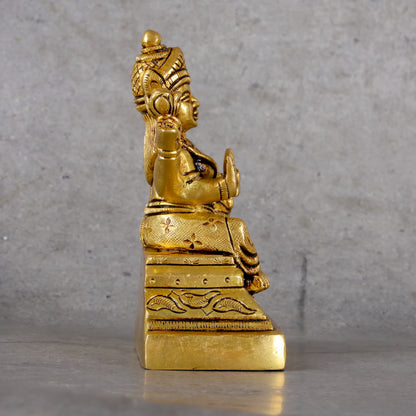 Brass Laxmi Statue - Goddess of Wealth and Prosperity - Close-up shot highlighting material