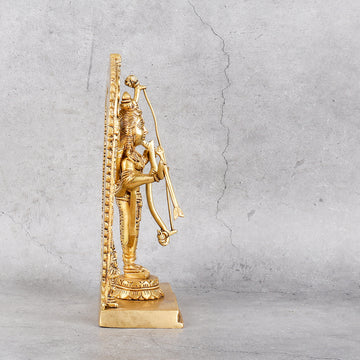 Brass Ram Lala Murti - Antique Lord Rama Idol - Detailed side angle view showing key features and dimensions.