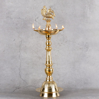 Brass Samai Diya with Leg- Traditional Oil Lamp - Main product view