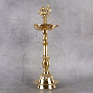 Brass Samai Diya with Leg- Traditional Oil Lamp - Additional product angle for enhanced viewing.