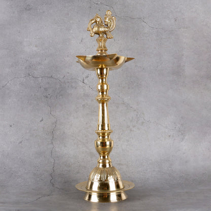 Brass Samai Diya with Leg- Traditional Oil Lamp - Additional product angle for enhanced viewing.
