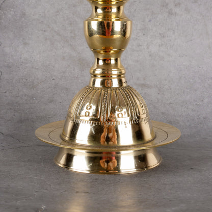 Brass Samai Diya with Leg- Traditional Oil Lamp - Lifestyle or in-use shot showing context and product scale.