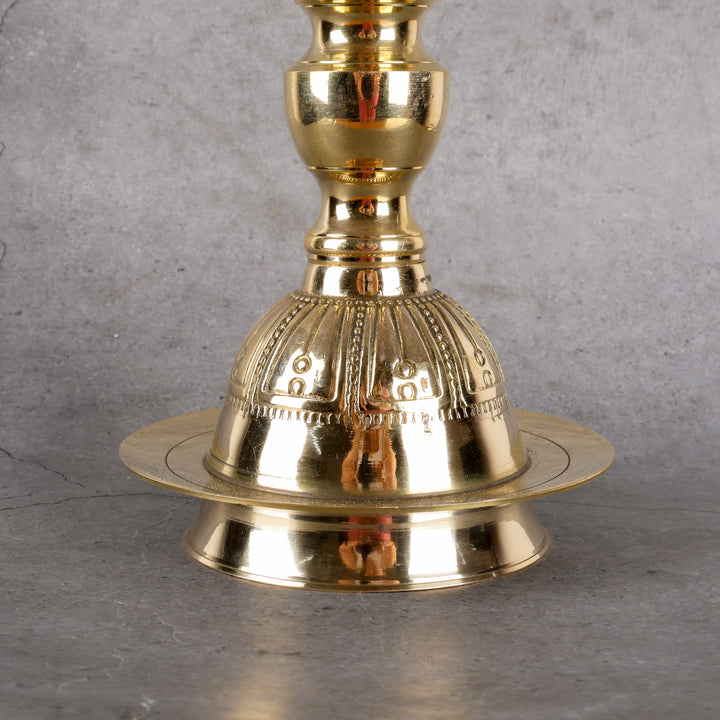 Brass Samai Diya with Leg- Traditional Oil Lamp - Lifestyle or in-use shot showing context and product scale.