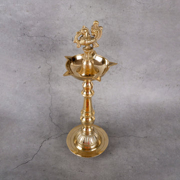 Brass Samai Diya with Leg- Traditional Oil Lamp - Additional product angle for enhanced viewing.