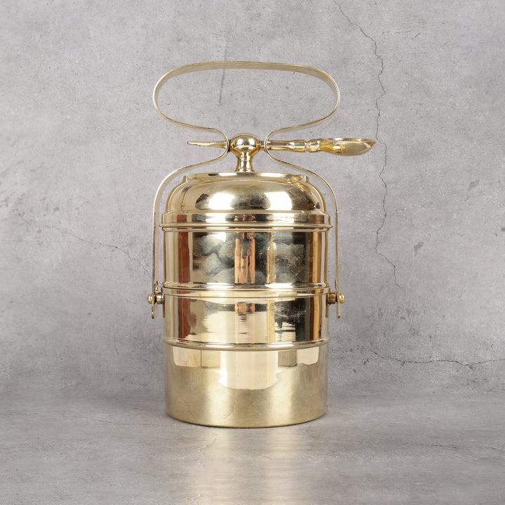 Brass Brass Tiffin Box with Spoon - Traditional Lunch Box traditional handcrafted design