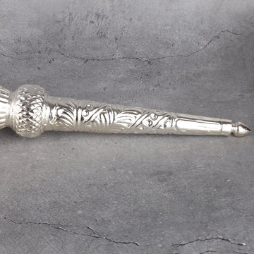 German Silver Chawar for Pooja - Royal Ceremonial Fan - Close-up shot highlighting material