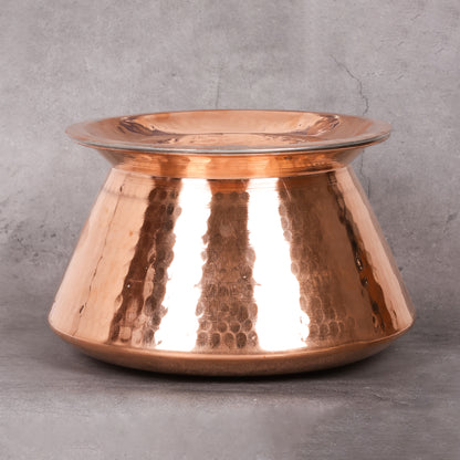 Copper Degh Jointless Handi with lid - Traditional Indian Cooking Pot - Main product view