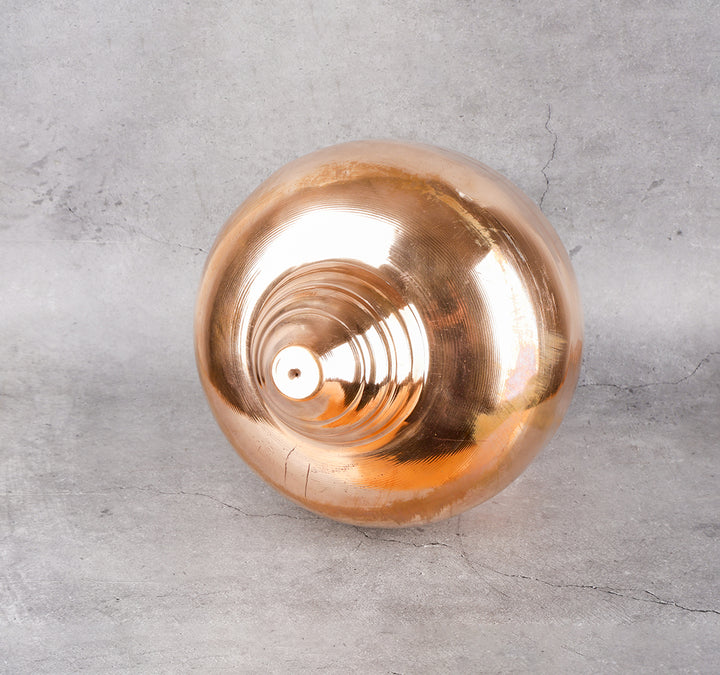 Copper Hanging Shiv Jaldhara for Shivling - Traditional Water Flow Vessel - Detailed side angle view showing key features and dimensions.