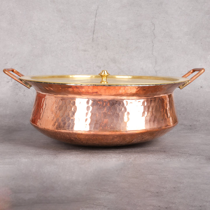 Copper Copper Lagan Brass with Lid & handle - Hybrid Cooking Vessel traditional handcrafted design