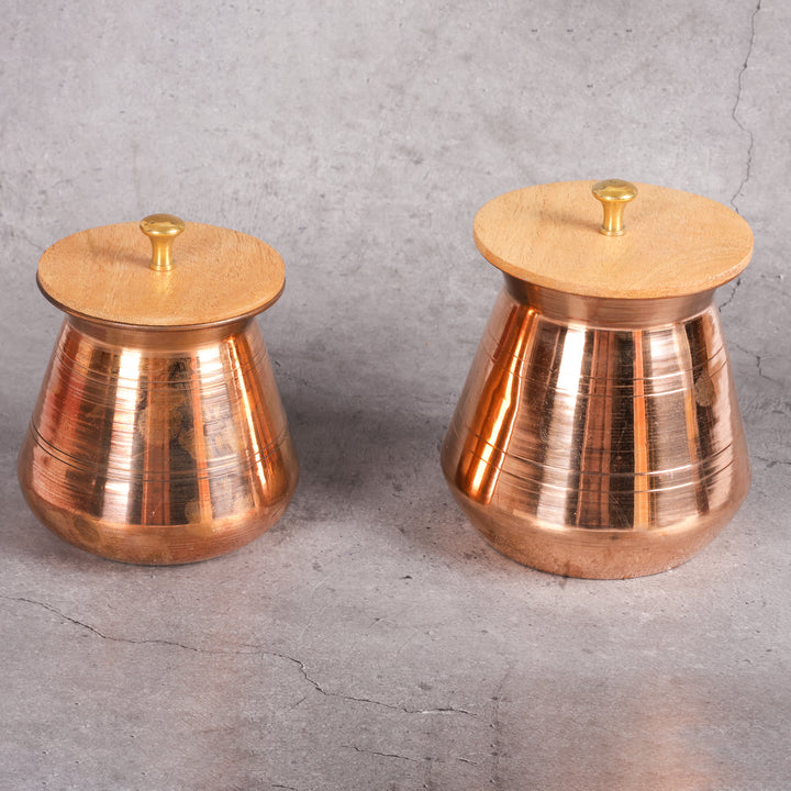 Copper Copper Lota Kalash with Lid - Traditional Water Vessel (Qty = 1 piece) traditional handcrafted design