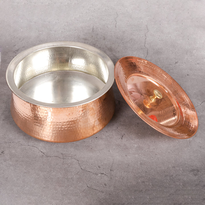 Copper Copper Rice Handi with Lid - Traditional Cooking traditional handcrafted design