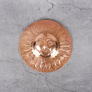 Copper Sun Face Wall Hanging Suraj - Spiritual Wall Decor - Main product view