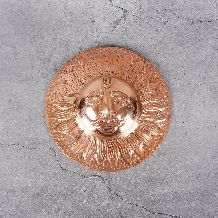 Copper Sun Face Wall Hanging Suraj - Spiritual Wall Decor - Main product view