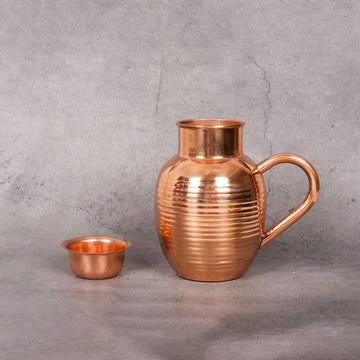 Copper Water Jug with lid- Traditional Serving Pitcher | Elegant design - Main product view